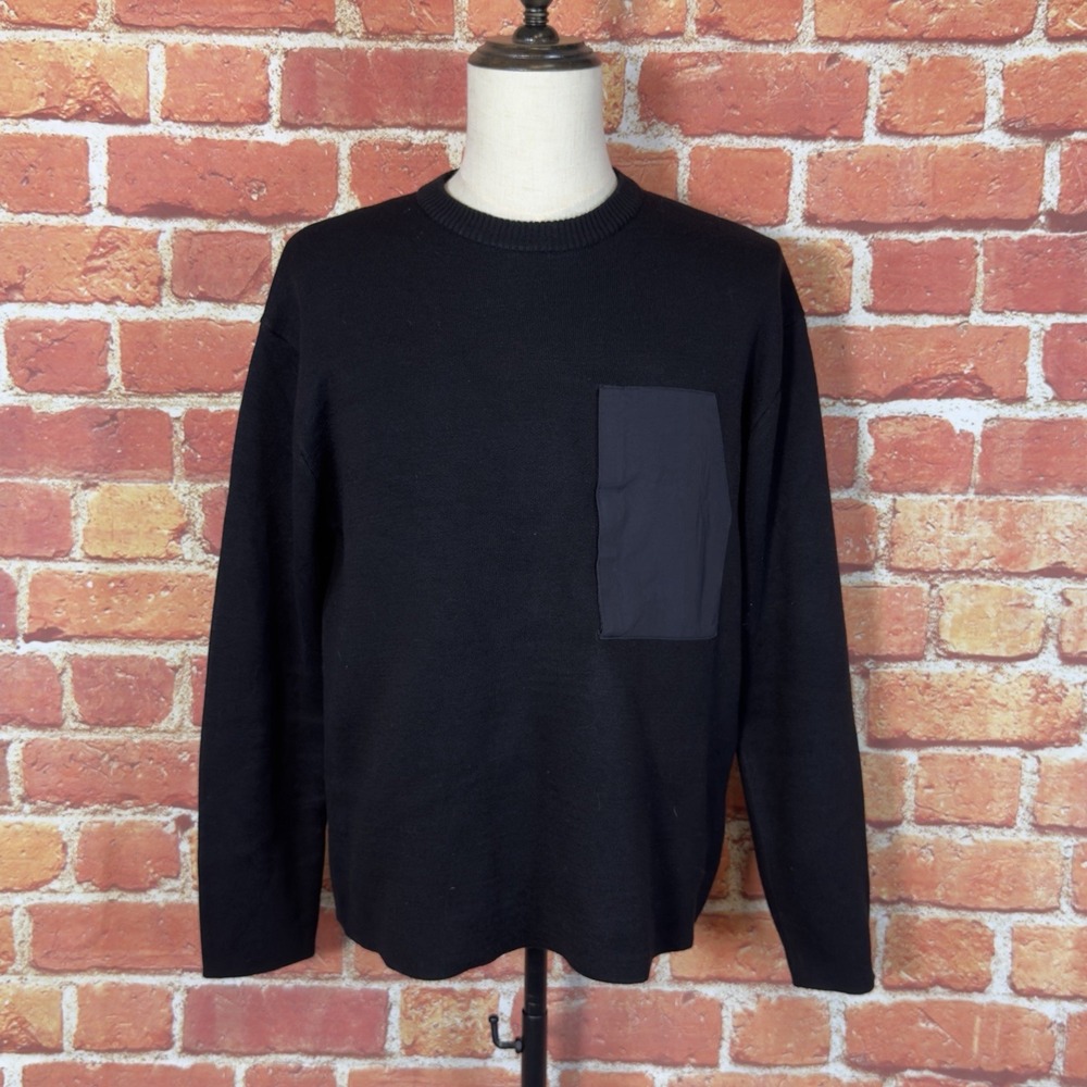 ZARA Men's Sweater‎ Large Black Knit Long Sleeve Crewneck Pullover Size Medium